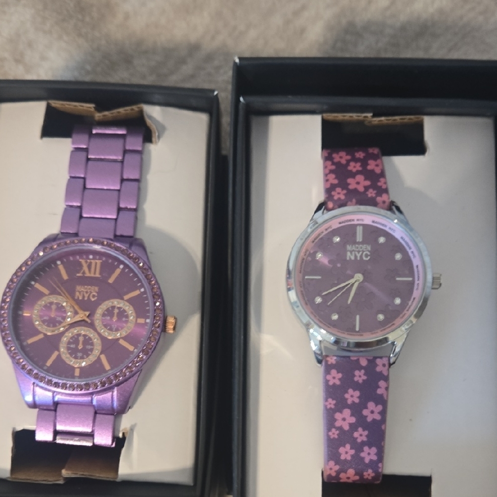 NYC Women's Lavender and Floral Watch Duo